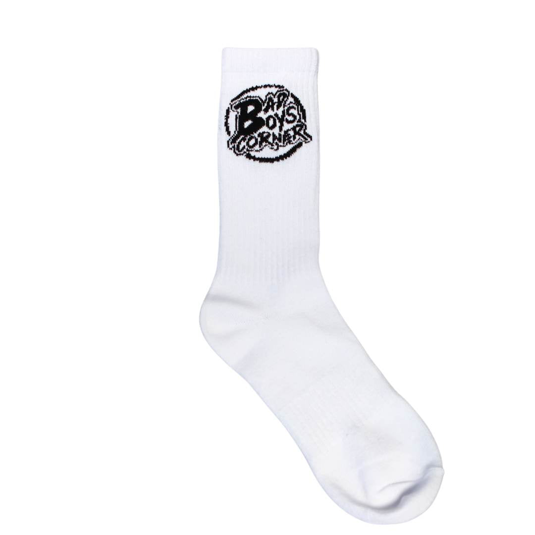 White Socks With Black Logo