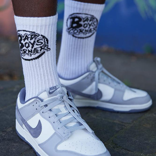 White Socks With Black Logo